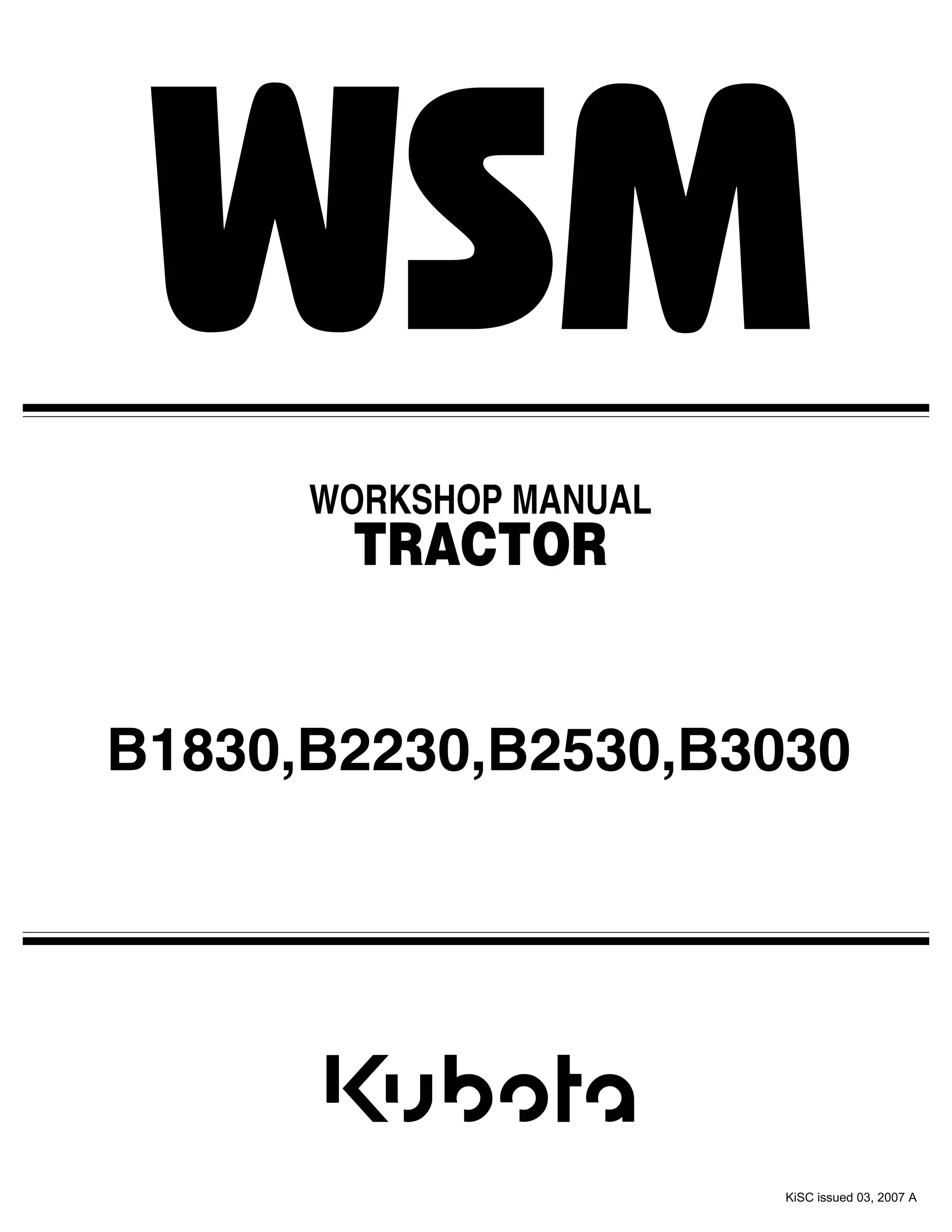 Kubota b1820 b2230 b2530 b3030 tractor workshop manual | PDF