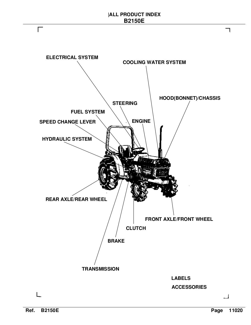 Kubota B2150 E Tractor Parts Catalogue Manual