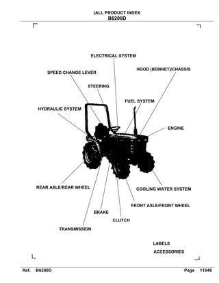 Kubota b6200 d tractor parts catalogue manual