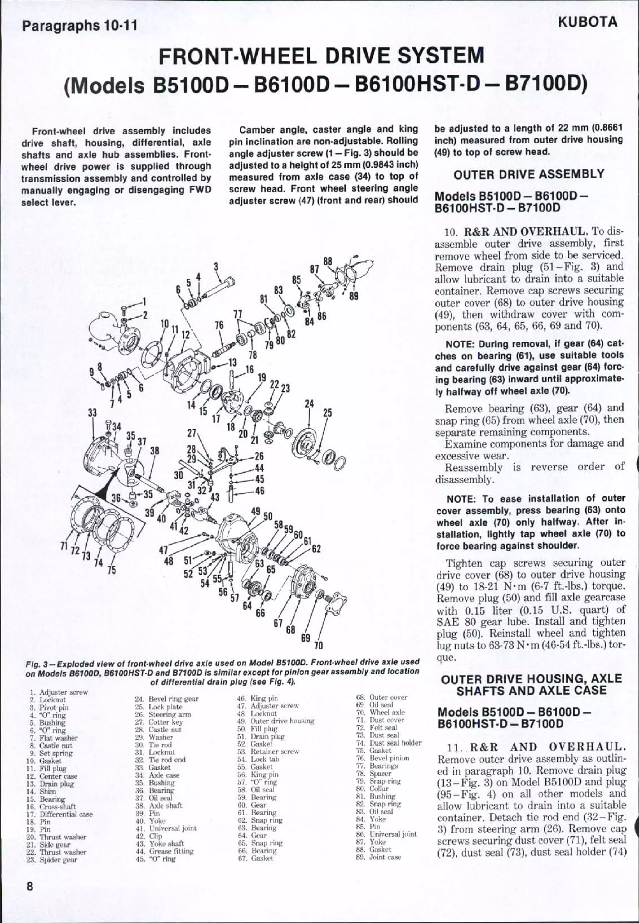 Kubota B7100 Tractor Service Manual – Full Repair Guide For B5100, B6100, B7100D & E Models