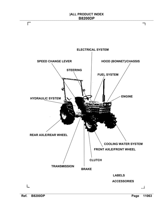 Kubota b8200 dp tractor parts catalogue manual PDF