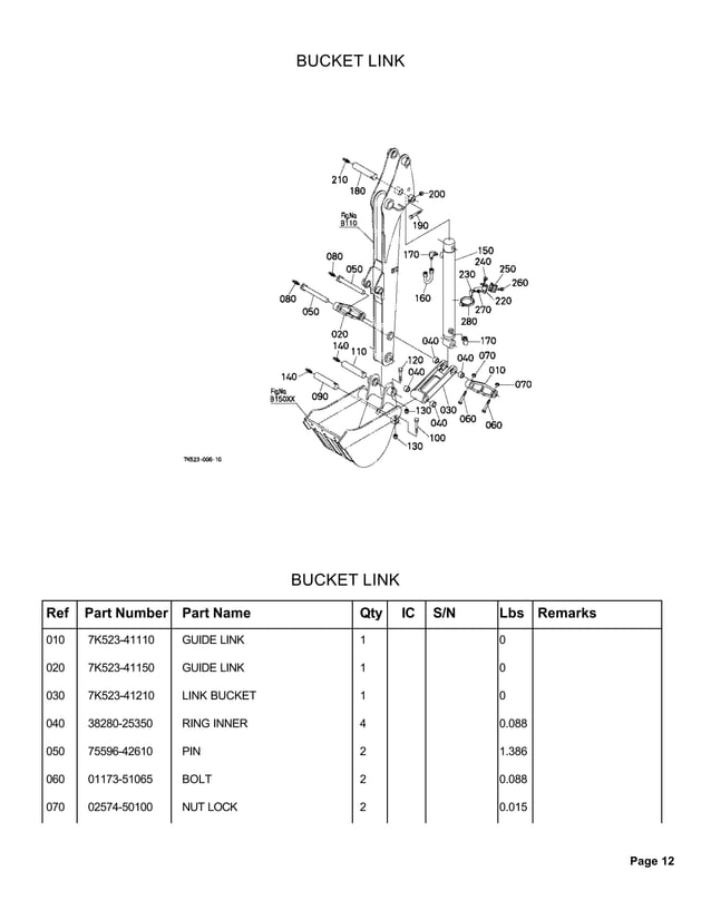 Kubota bt820 backhoe parts catalogue manual PDF