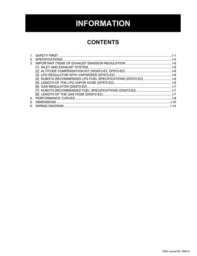 Kubota df972 e2 natural gas engine service repair manual | PDF | First ...