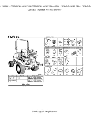 >> F3090-EU >> FREQUENTLY USED ITEMS / FREQUENTLY USED ITEMS >> 000002 FREQUENTLY USED ITEMS / FREQUENTLY
Update Date : 2020/05/28 Print Date : 2022/02/19
KUBOTA (c) 2015. All rights reserved.
 