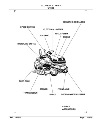 Kubota g1800 riding mower lawnmower parts catalogue manual