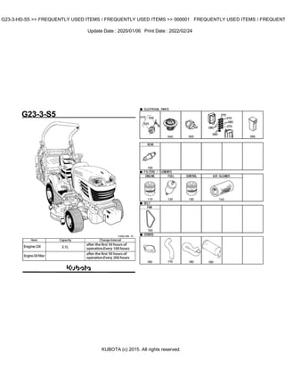 G23-3-HD-S5 >> FREQUENTLY USED ITEMS / FREQUENTLY USED ITEMS >> 000001 FREQUENTLY USED ITEMS / FREQUENT
Update Date : 2020/01/06 Print Date : 2022/02/24
KUBOTA (c) 2015. All rights reserved.
 