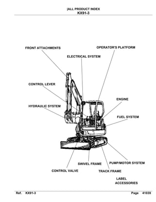 Kubota kx91 3 excavator parts catalogue manual