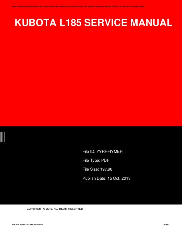 Kubota L185 Service Manual