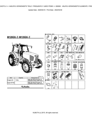 GXDTC-2 >> HAEUFIG VERWENDETE TEILE / FREQUENTLY USED ITEMS >> 000000 HÄUFIG VERWENDETE ELEMENTE / FREQ
Update Date : 2020/04/16 Print Date : 2022/03/30
KUBOTA (c) 2015. All rights reserved.
 