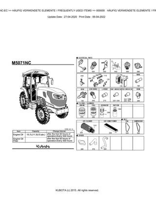 NC-EC >> HÄUFIG VERWENDETE ELEMENTE / FREQUENTLY USED ITEMS >> 000000 HÄUFIG VERWENDETE ELEMENTE / FR
Update Date : 27-04-2020 Print Date : 06-04-2022
KUBOTA (c) 2015. All rights reserved.
 
