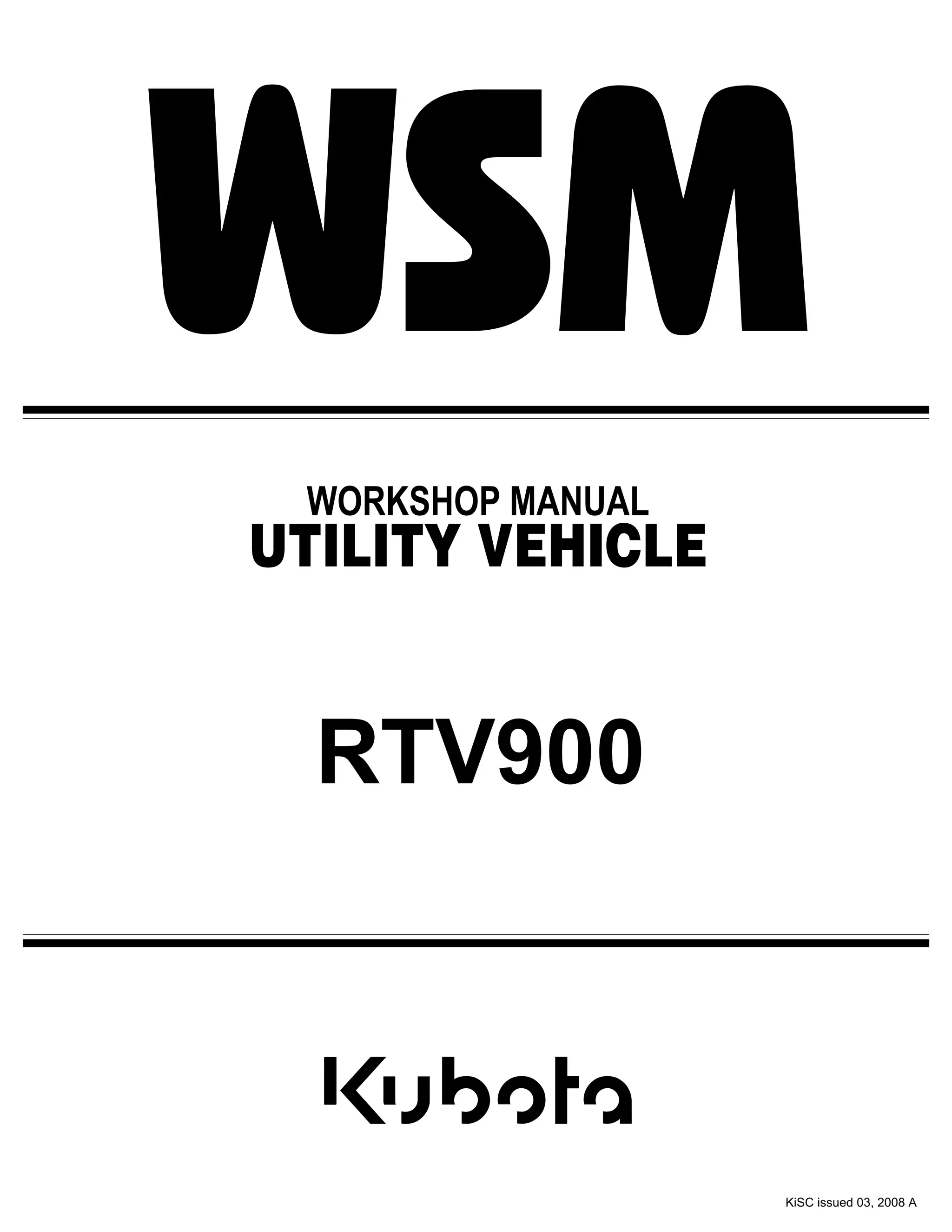 Kubota rtv900 utility vehicle utv service repair manual | PDF