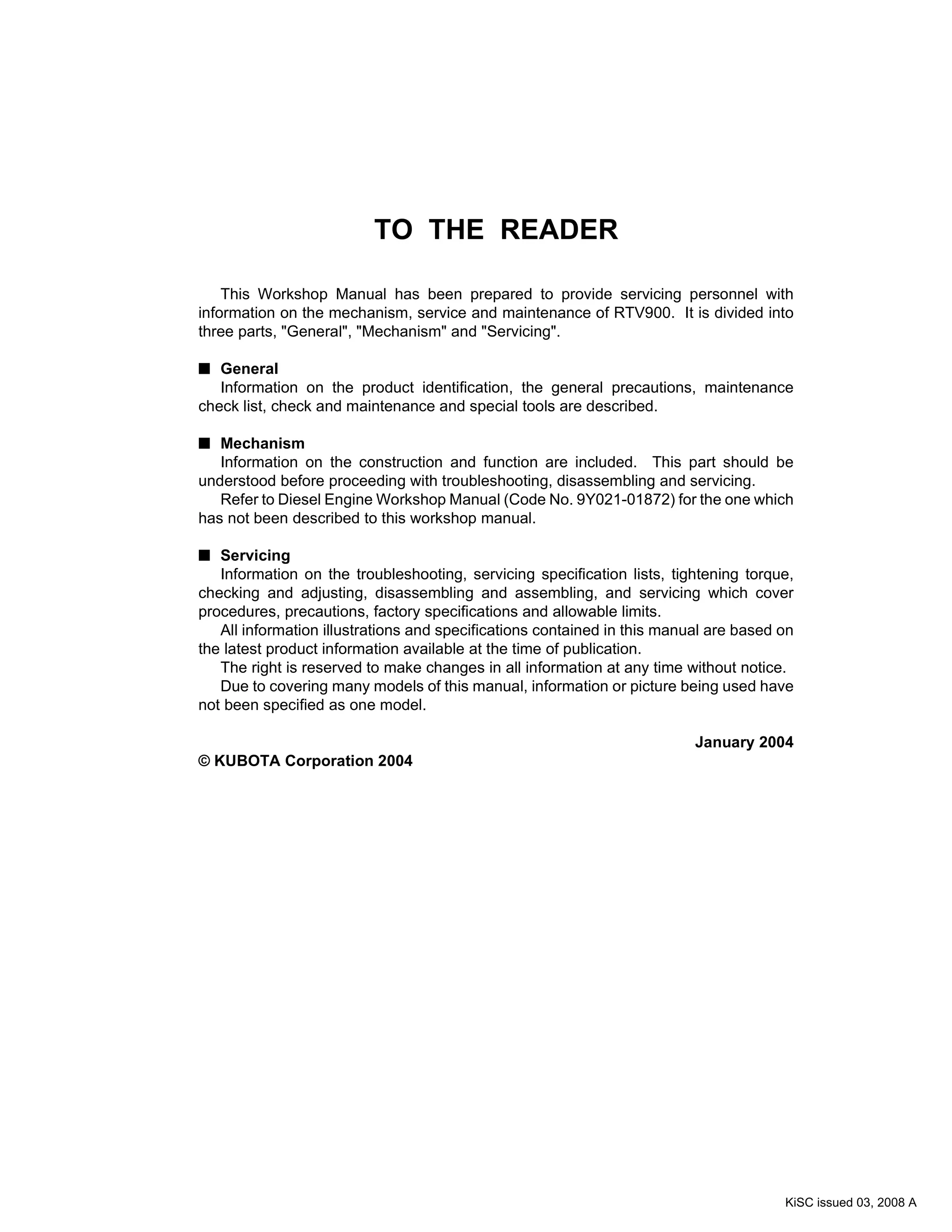 Manuel De Pièces PDF Sur CD Pour Kubota RTV900W (véhicule Utilitaire) - Neuf