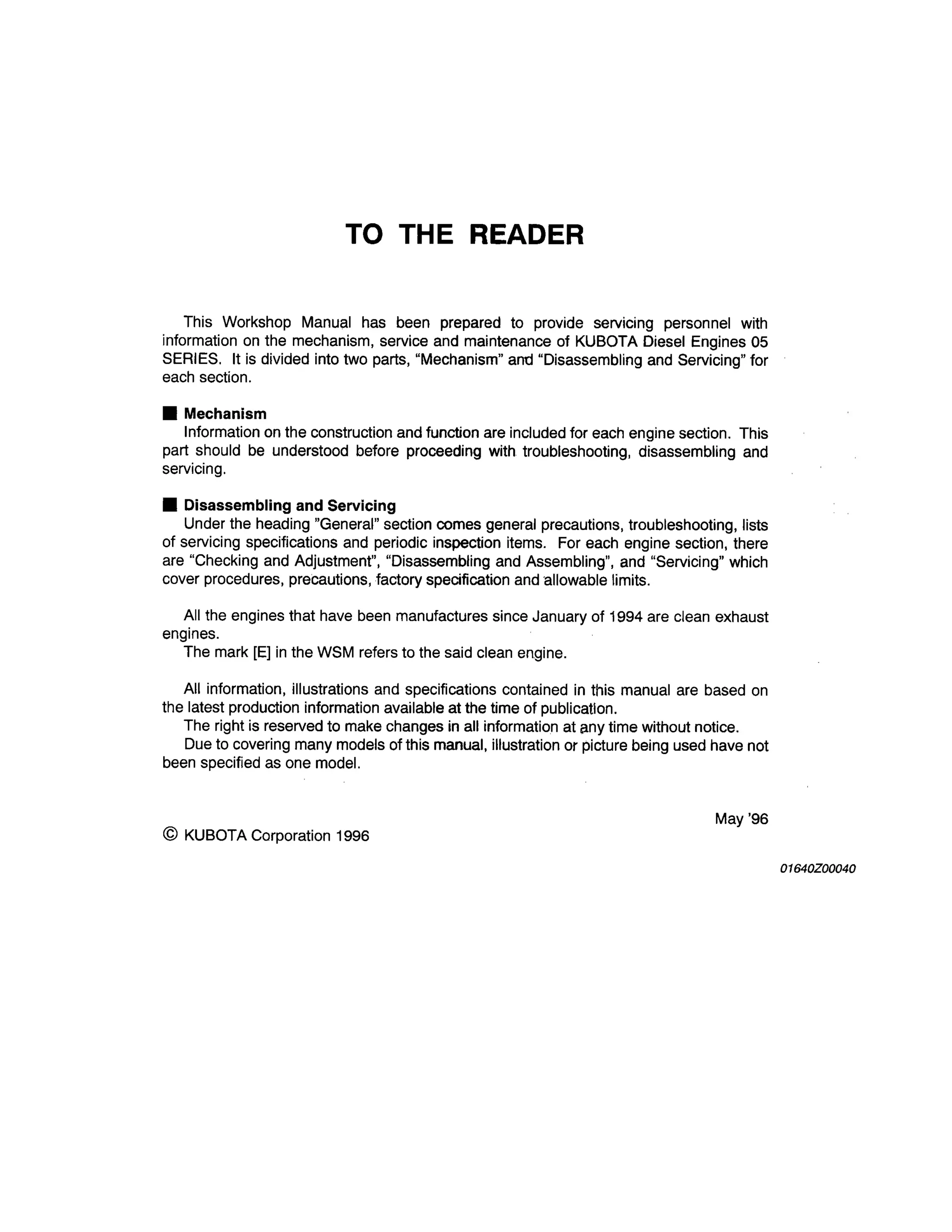 Kubota v1505 t-b (e) diesel engine service repair manual | PDF