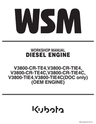 WORKSHOP MANUAL
DIESEL ENGINE
V3800-CR-TE4,V3800-CR-TIE4,
V3800-CR-TE4C,V3800-CR-TIE4C,
V3800-TIE4,V3800-TIE4C(DOC only)
(OEM ENGINE)
KiSC issued 04, 2017 A
 