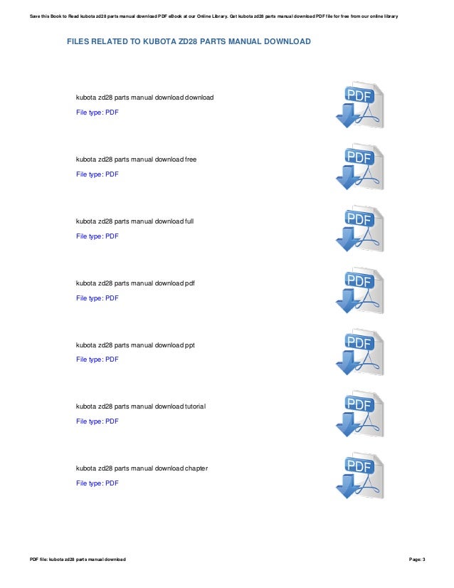 Kubota zd28 parts manual download
