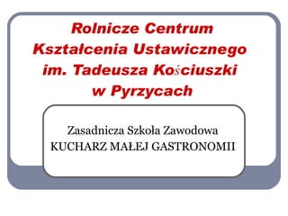 Rolnicze Centrum Kształcenia Ustawicznego  im. Tadeusza Kościuszki  w Pyrzycach Zasadnicza Szkoła Zawodowa KUCHARZ MAŁEJ GASTRONOMII 