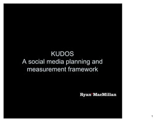 KUDOS
A social media planning and
 measurement framework




                              1
 