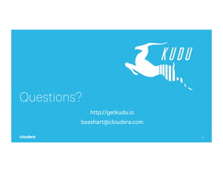 42
Questions?
http://getkudu.io
bosshart@cloudera.com
 