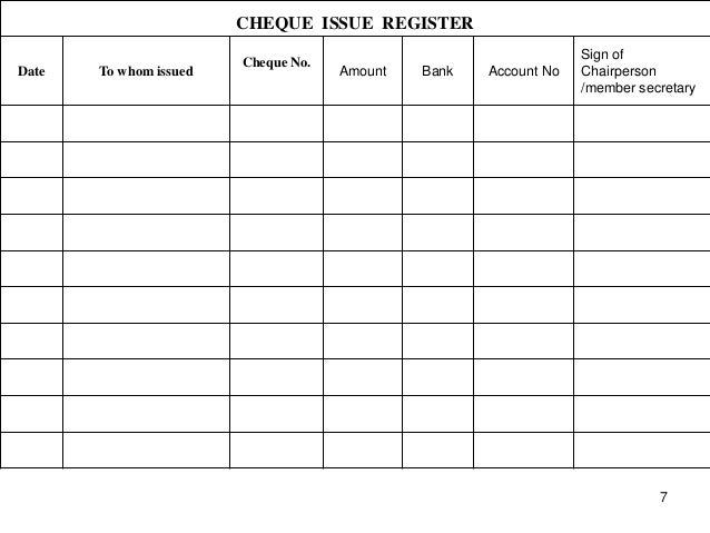 cheque register format