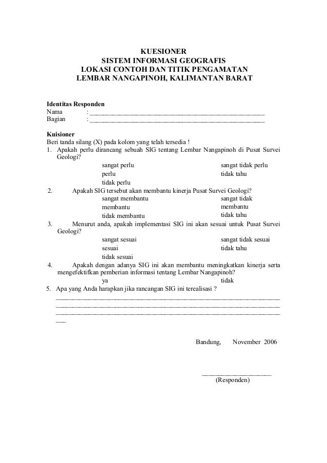 Kuesioner Tugas Akhir SISTEM INFORMASI GEOGRAFIS LOKASI 