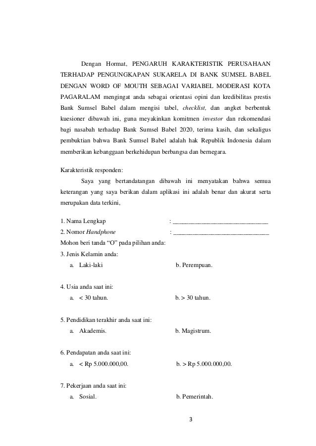 Kuesioner Skripsi Khusus Publik