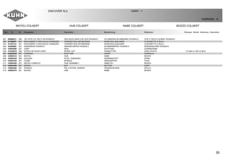 55
MOYEU COLAERT HUB COLAERT NABE COLAERT MOZZO COLAERT
DISCOVER XL2 C0001 >
H29R0064 A
Rep Nr Qt Designation Description Bezeichnung Referenza Remarque - Remark - Bemerkung - Osservazioni
001 80080813 006 VIS TETE CYL.SIX P.CR.FE/ZNXC3 HEX.SOCK.HEAD CAP SCR.FE/ZNXC3 ZYLINDERSCHR.INNENSEC.FE/ZNXC3 VITE A TESTA CILINDR. FE/ZNXC3
002 81306097 001 ROULEMENT A ROULEAUX CONIQUES TAPERED ROLLER BEARING KEGELROLLENLAGER CUSCINETTO A RULLI
003 81307514 001 ROULEMENT A ROULEAUX CONIQUES TAPERED ROLLER BEARING KEGELROLLENLAGER CUSCINETTO A RULLI
004 82200800 001 GRAISSEUR FE/ZNXC3 GREASE NIPPLE FE/ZNXC3 SCHMIERNIPPEL FE/ZNXC3 INGRASSATORE FE/ZNXC3
005 H2902980 001 JOINT SEAL DICHTUNG GUARNIZIONE
006 A7039079 006 ECROU DE ROUE A BEC WHEEL NUT RADMUTTER DADO RUOTA 27 daN.m (199.14 lbf.ft)
007 H2903030 001 CHAPEAU DUST CAP KAPPE CAPPELLO
008 H2904310 001 MOYEU HUB NABE MOZZO
009 H2904320 006 GOUJON STUD, THREADED GEWINDESTIFT SPINA
010 H2904330 001 FUSEE SPINDLE DREHZAPFEN FUSO
011 H2904340 001 MOYEU COMPLET HUB, ASSEMBLY NABE KPL. MOZZO
012 H2904350 001 ECROU NUT MUTTER DADO
013 H2904360 001 EPINGLE PIN, COTTER, HAIRPIN FEDERSTECKER SPILLO
014 H2904370 001 MOYEU HUB NABE MOZZO
 