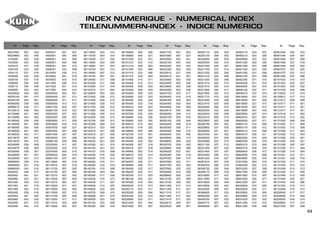 INDEX NUMERIQUE - NUMERICAL INDEX
TEILENUMMERN-INDEX - INDICE NUMERICO
Nr Page Rep. Nr Page Rep. Nr Page Rep. Nr Page Rep. Nr Page Rep. Nr Page Rep. Nr Page Rep. Nr Page Rep.
44
A4074001 007 030
06224800 003 045
1016020 025 028
1023200 023 035
1023210 031 016
1024100 023 035
1024110 031 016
1026000 023 034
1026100 037 015
1036000 035 030
1036110 005 049
1046050 023 033
40030020 039 002
40030150 041 013
40030150 043 001
40060000 039 006
40060010 039 011
40120010 039 004
40120080 041 004
40120080 043 002
40180000 039 005
40180000 041 006
40180000 043 004
40180020 041 003
40180020 043 011
40210070 041 002
40210070 043 012
40240060 039 008
40240070 039 009
40330050 039 001
40330050 041 001
40330050 043 013
40660000 039 014
40660000 041 016
40660000 043 016
4500450 039 017
4500552 041 021
4500560 043 021
4501450 039 015
4501552 041 019
4501560 043 019
4502450 039 016
4502552 041 020
4502560 043 020
4503550 041 012
4503550 043 010
4503551 041 007
4503551 043 005
4508301 041 009
4508301 043 006
4508351 041 010
4508351 043 009
4516450 039 013
4516552 041 015
4516552 043 015
4517450 039 012
4517552 041 014
4517552 043 014
50000300 003 041
50000400 021 013
50000900 011 011
50000900 013 012
50001700 003 037
50002100 019 023
50002200 027 002
50003200 035 027
50003600 017 029
50003600 019 014
50007000 025 027
50007000 027 008
50007300 027 007
50030200 031 006
50080100 029 006
52220500 017 007
52220500 019 016
52234300 003 019
52508300 025 019
56063100 037 001
56110800 007 019
56110810 007 019
56112100 007 005
56112100 007 005
56112210 007 002
56112300 007 026
56112510 003 027
56112630 017 021
56112900 003 005
56113000 007 015
56113100 003 008
56113200 017 011
56113310 003 026
56113500 003 007
56113600 003 015
56113700 003 010
56114300 017 022
56115800 023 029
56115800 031 007
56116700 007 013
56116800 007 012
56118100 007 031
56124000 017 008
56124200 017 006
56124300 017 016
56124510 017 003
56130600 003 024
56131000 029 012
56131500 029 012
56131600 029 012
56131700 029 012
56131800 029 012
56131900 029 012
56132000 029 012
56132100 029 012
56132200 029 012
56142310 023 006
56142910 021 006
56143010 021 005
56143120 021 003
56143220 021 002
56143300 021 014
56144100 021 007
56144310 019 006
56144400 019 022
56144500 019 012
56144900 019 011
56145000 019 018
56145100 019 009
56145200 003 042
56145200 017 026
56145200 019 013
56145400 011 007
56145400 013 007
56145600 023 024
56145700 009 010
56145900 021 015
56150000 023 032
56150100 023 009
56150300 009 018
56150400 009 020
56150800 009 021
56151200 023 012
56151210 023 012
56151210 029 003
56151300 023 008
56151310 023 008
56151310 029 004
56151900 015 011
56154200 015 013
56163300 009 023
56163300 009 023
56163400 009 019
56163900 025 023
56164000 025 020
56165400 025 018
56165510 035 023
56165600 035 024
56165700 035 025
56165800 035 026
56183600 003 020
56185610 015 003
56185700 019 020
56190600 009 005
56192100 015 001
56192300 009 007
56193500 035 022
56194300 007 018
56194310 007 018
56194800 003 014
56194810 003 014
56194910 029 011
56194970 029 011
56194980 029 011
56195400 025 017
56195420 025 017
56195700 017 033
56196100 035 031
56197620 019 004
56200020 015 013
56200110 023 017
56200200 009 004
56200700 023 010
56200800 023 011
56201420 007 004
56201620 007 007
56201720 007 003
56201800 007 027
56202000 003 031
56202100 003 032
56202200 003 033
56202300 003 035
56202410 021 004
56202510 021 001
56202900 003 030
56203000 003 028
56203800 003 028
56204000 003 028
56204100 003 017
56204200 019 015
56204300 003 003
56204400 003 004
56204500 035 009
56204610 035 003
56205000 009 012
56205100 009 016
56205100 035 004
56205200 009 014
56205300 009 011
56205400 009 015
56205400 035 005
56205500 009 013
56205600 009 022
56205700 009 025
56205800 009 006
56206200 023 001
56206300 035 019
56207000 009 010
56207600 023 011
56207700 025 024
56207800 025 025
56208400 033 006
56208800 003 023
56210100 023 009
56210100 029 002
56211200 017 012
56211300 017 021
56211310 017 021
56211400 017 022
56211410 017 022
56220010 009 001
56220020 009 001
56220110 009 003
56220120 009 003
56220800 025 003
56220900 025 014
56221000 025 001
56221100 015 014
56221200 025 005
56221210 025 005
56221300 025 006
56221410 025 013
56221510 025 015
56221600 025 011
56221600 025 012
56221710 019 025
56221800 019 026
56221910 025 005
56222000 009 015
56222000 033 005
56222000 035 005
56222010 009 015
56223600 003 038
56226700 003 002
56226800 031 003
56226900 031 001
56227000 031 002
56229500 031 004
56230900 027 015
56231100 027 012
56231300 007 033
56231400 037 007
56234300 029 012
56281200 019 027
56281610 007 035
56308700 009 016
56308700 035 004
56308710 009 016
56310900 017 027
56311600 017 024
56315500 005 046
56315600 003 043
56330200 009 027
56384600 017 025
56400300 007 021
56400700 007 022
56400710 007 022
56400800 007 023
56450110 023 027
56450210 023 026
56450600 023 031
56451200 023 030
56451200 031 008
56451300 023 030
56451300 031 008
56452100 031 009
56452200 031 010
56452400 031 014
56646000 037 015
56646100 037 011
56646310 037 010
56819400 027 019
56819500 027 003
56819600 027 013
56819700 027 017
56819800 027 016
56822800 027 014
56822910 027 001
56826200 027 011
56900110 015 005
56900110 035 012
56900210 015 006
56900210 035 011
56900300 015 004
56900300 035 010
56900310 015 004
56900310 035 010
56900600 035 013
56904800 015 008
56904800 035 016
57201600 003 019
57400200 003 012
58533200 037 008
59001000 029 005
59001800 015 007
59001800 035 017
59423200 007 011
80030830 015 006
80030830 035 011
80030850 015 005
80030850 035 012
80031020 023 023
80031280 015 010
80031280 035 008
80061045 025 016
80061045 035 007
80061049 007 009
80061056 027 018
80061058 025 002
80061072 027 020
80061072 037 013
80061280 027 006
80101023 015 015
80101023 025 007
80101023 025 022
80101030 025 008
80110525 017 019
80130812 017 014
80131017 009 008
80131017 011 001
80131017 013 001
80131017 017 001
80131018 011 002
80131018 013 002
80131020 009 009
80131020 011 009
80131020 013 009
80131026 011 003
80131026 013 003
80131026 035 001
80131026 035 021
80131028 005 047
80131028 011 004
80131028 013 004
80131031 013 011
80131031 035 018
80131035 011 010
80131035 013 010
80131036 013 013
80131045 011 005
80131045 013 005
80131045 033 001
80131045 035 006
80131232 015 017
80131650 015 012
80200540 017 017
80200830 015 002
80200830 035 014
80200855 017 015
80201030 007 008
 