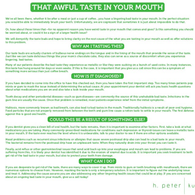 That Awful Taste In Your Mouth that awful taste in your mouth