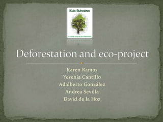 Karen Ramos Yesenia Cantillo Adalberto González  Andrea Sevilla David de la Hoz Deforestation and eco-project 