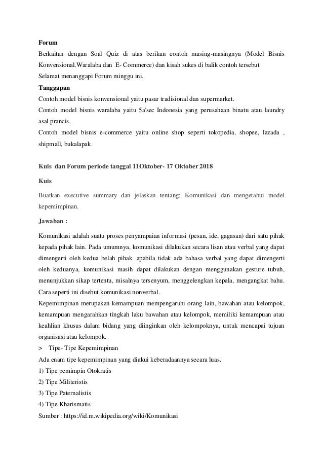 Kuis Dan Forum Kewirausahaan 1