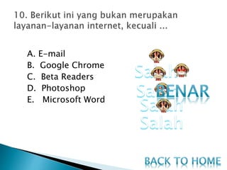 A. E-mail
B. Google Chrome
C. Beta Readers
D. Photoshop
E. Microsoft Word
 