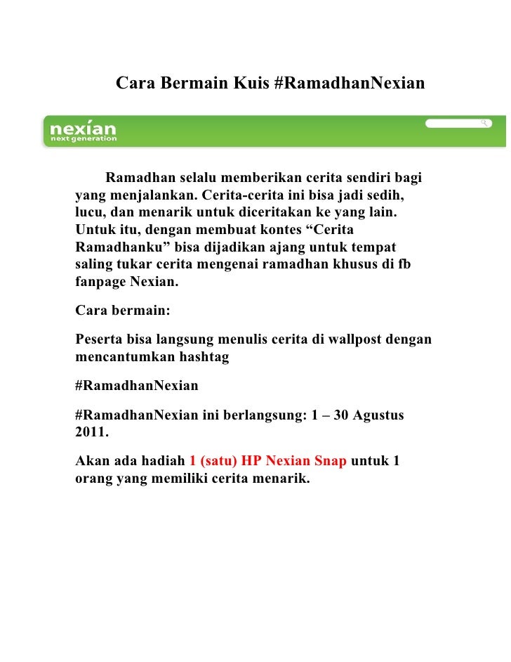 Kuis ramadhan nexian