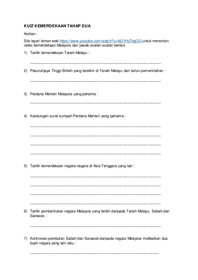 Kuiz kemerdekaan tahap dua