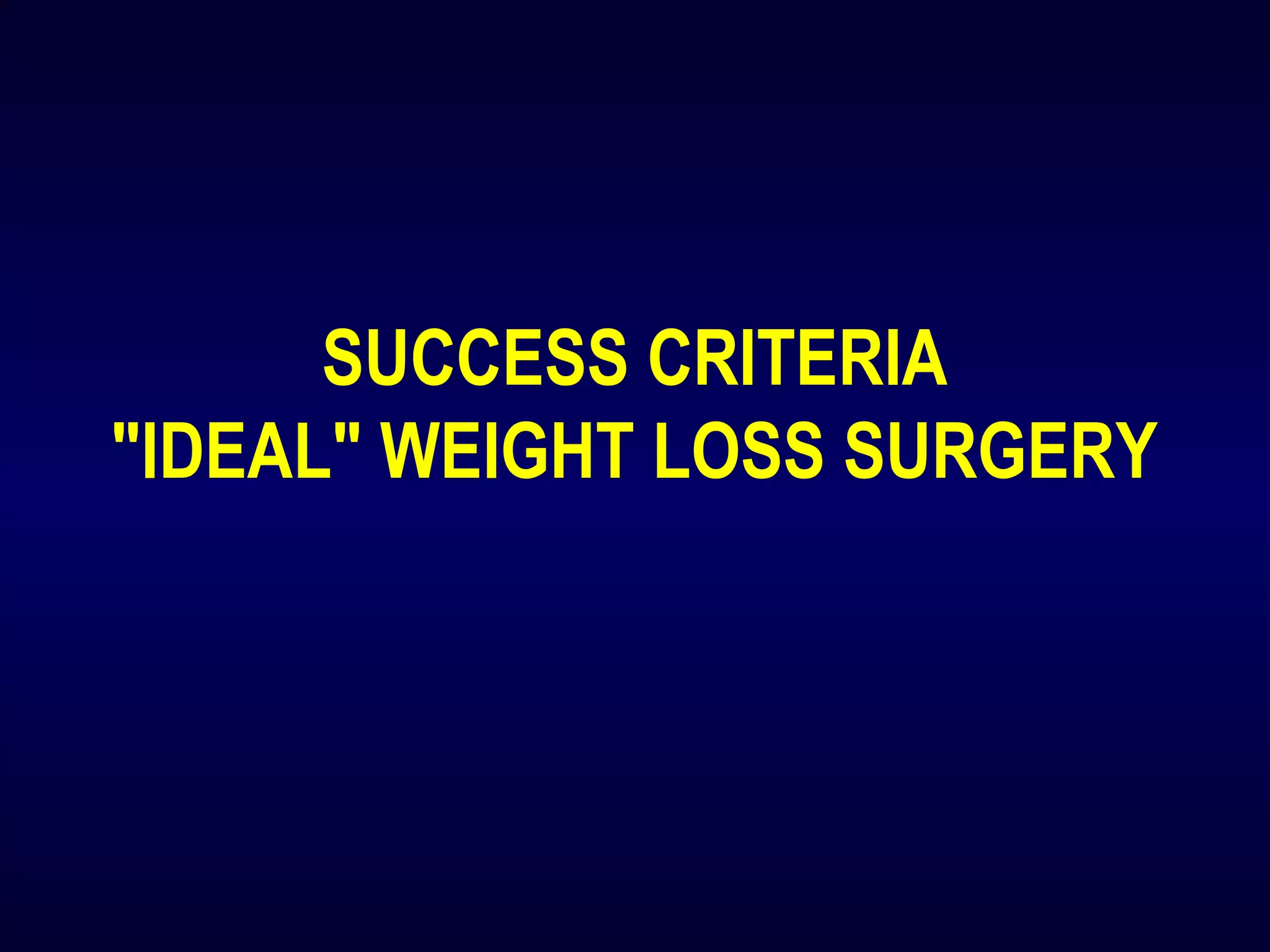 SUCCESS CRITERIA
"IDEAL" WEIGHT LOSS SURGERY
 