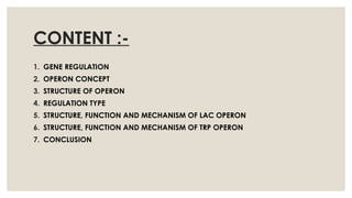 Comprehensive Overview of Gene Regulation: Lac and Trp Operons in ...