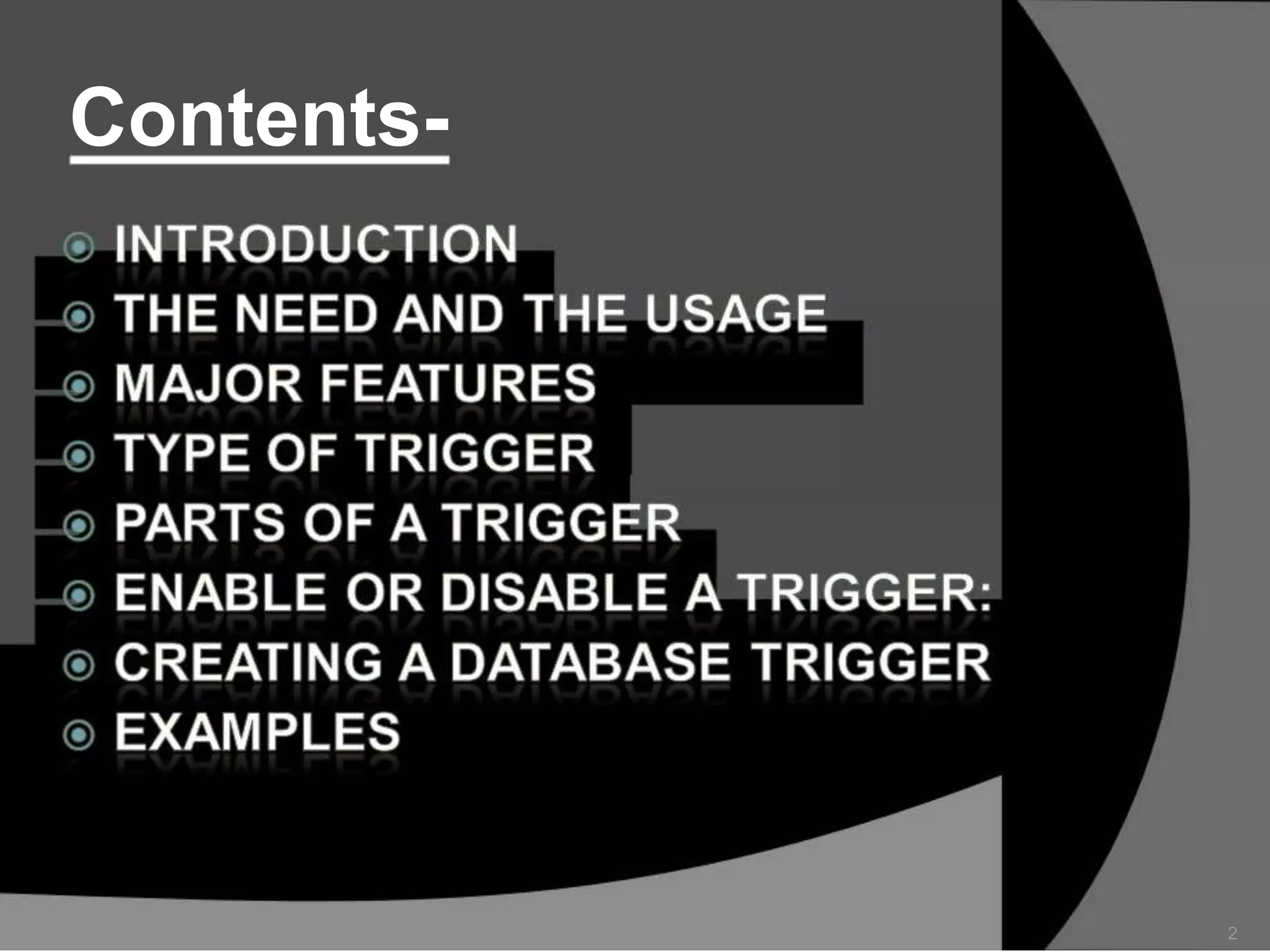 trigger dbms | PPTX | Databases | Computer Software and Applications