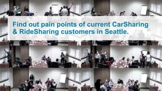 Find out pain points of current CarSharing
& RideSharing customers in Seattle.
 
