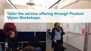 Tailor the service offering through Product
Vision Workshops.
 