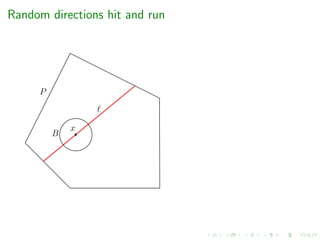 Random directions hit and run
P
x
B
 