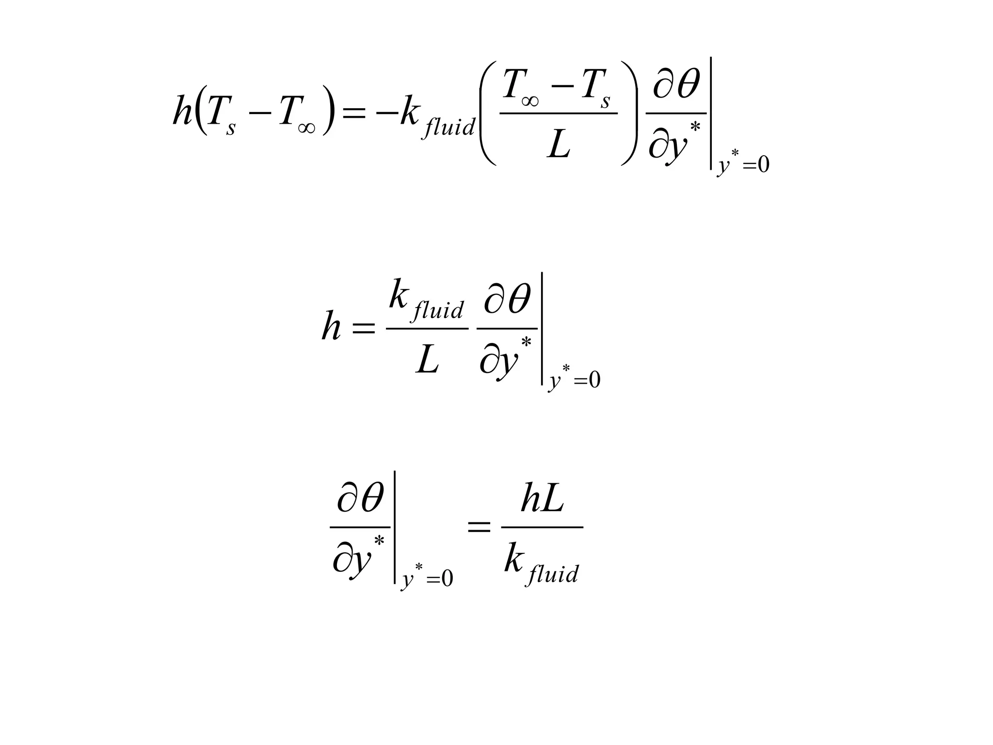  
0
*
*










 



y
s
fluid
s
y
L
T
T
k
T
T
h

fluid
y
k
hL
y



0
*
*

0
*
*




y
fluid
y
L
k
h

 