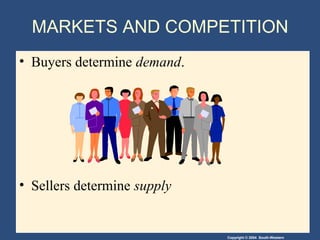 Copyright © 2004 South-Western
MARKETS AND COMPETITION
• Buyers determine demand.
• Sellers determine supply
 