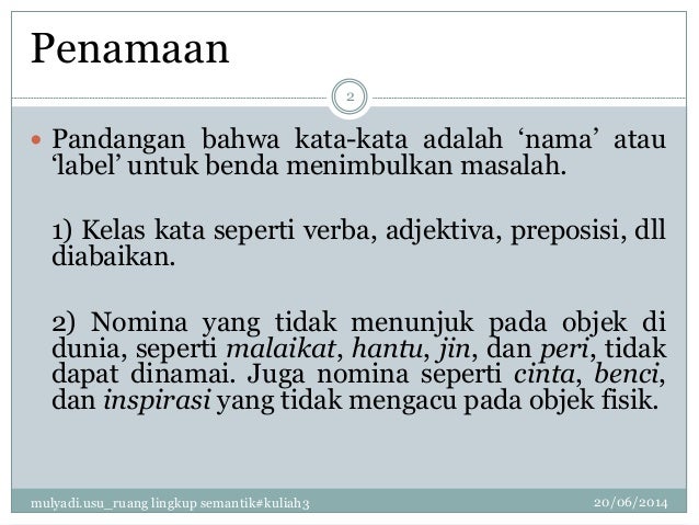 Kuliah Lingkup Semantik