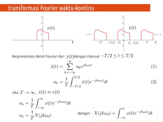 transformasi Fourier waktu-kontinu
Jika ,
Respresentasi deret Fourier dari dengan interval
dengan
 