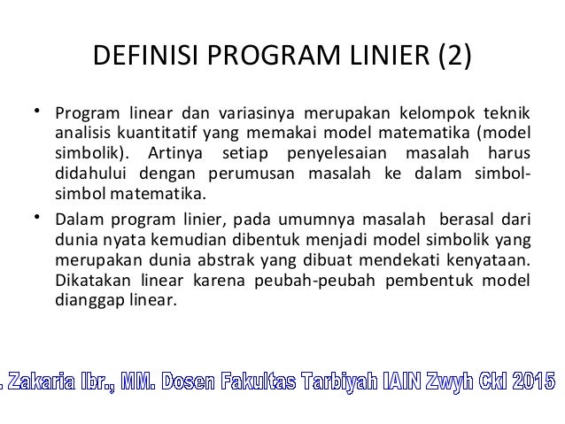 Kuliah ke 2 program linear iain zck langsa