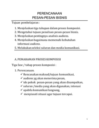 perencanaan perencanaan pesan2 bisnis
