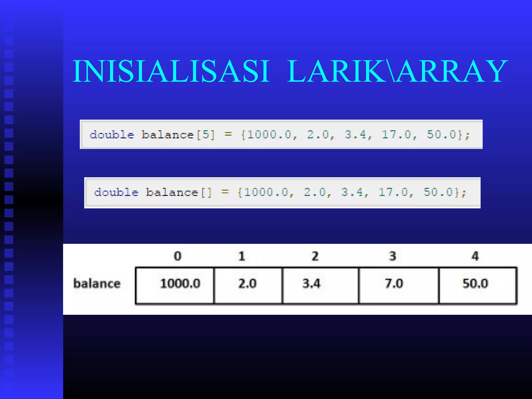 INISIALISASI LARIKARRAY

 