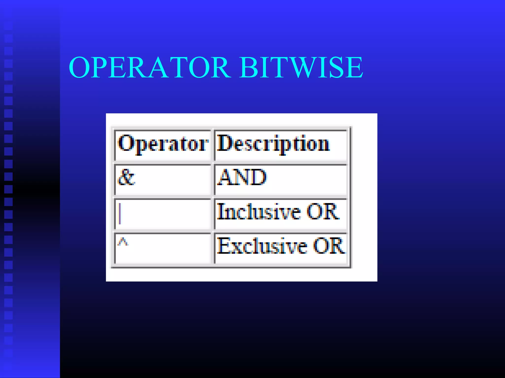 OPERATOR BITWISE

 