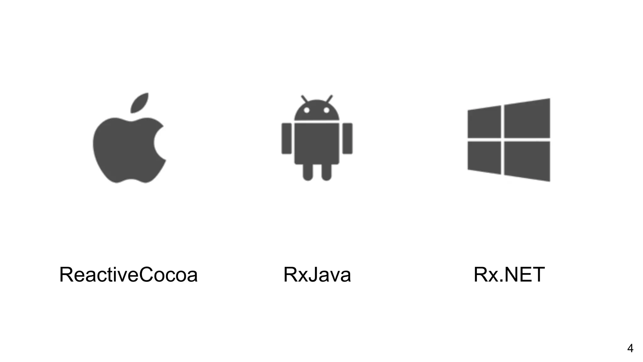 4
ReactiveCocoa RxJava Rx.NET
 