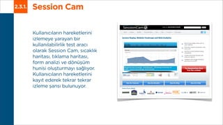 Session Cam2.3.1.
Kullanıcıların hareketlerini
izlemeye yarayan bir
kullanılabilirlik test aracı
olarak Session Cam, sıcak...