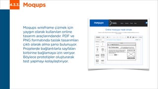 Moqups4.3.3.
Moqups wireframe çizmek için
yaygın olarak kullanılan online
tasarım araçlarındandır. PDF ve
PNG formatında t...